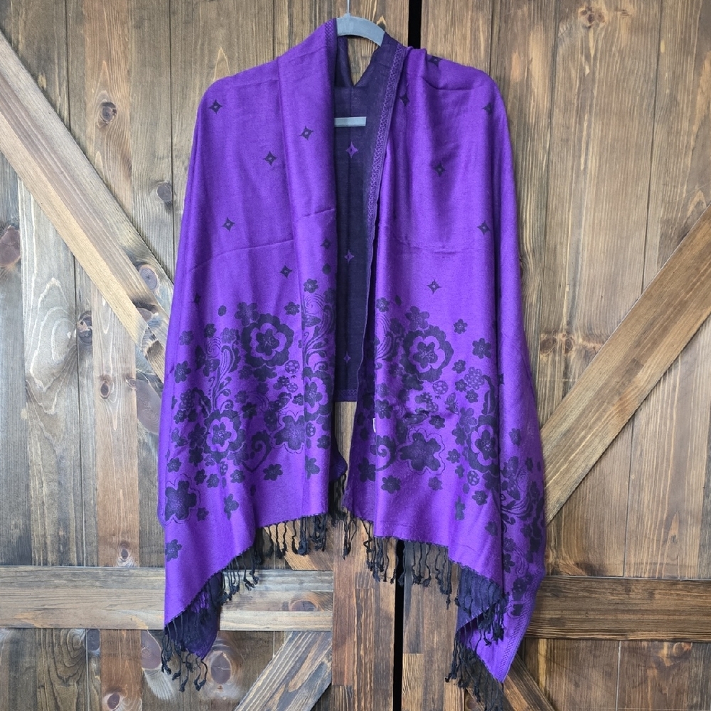 Pashmina Purple Floral Scarf